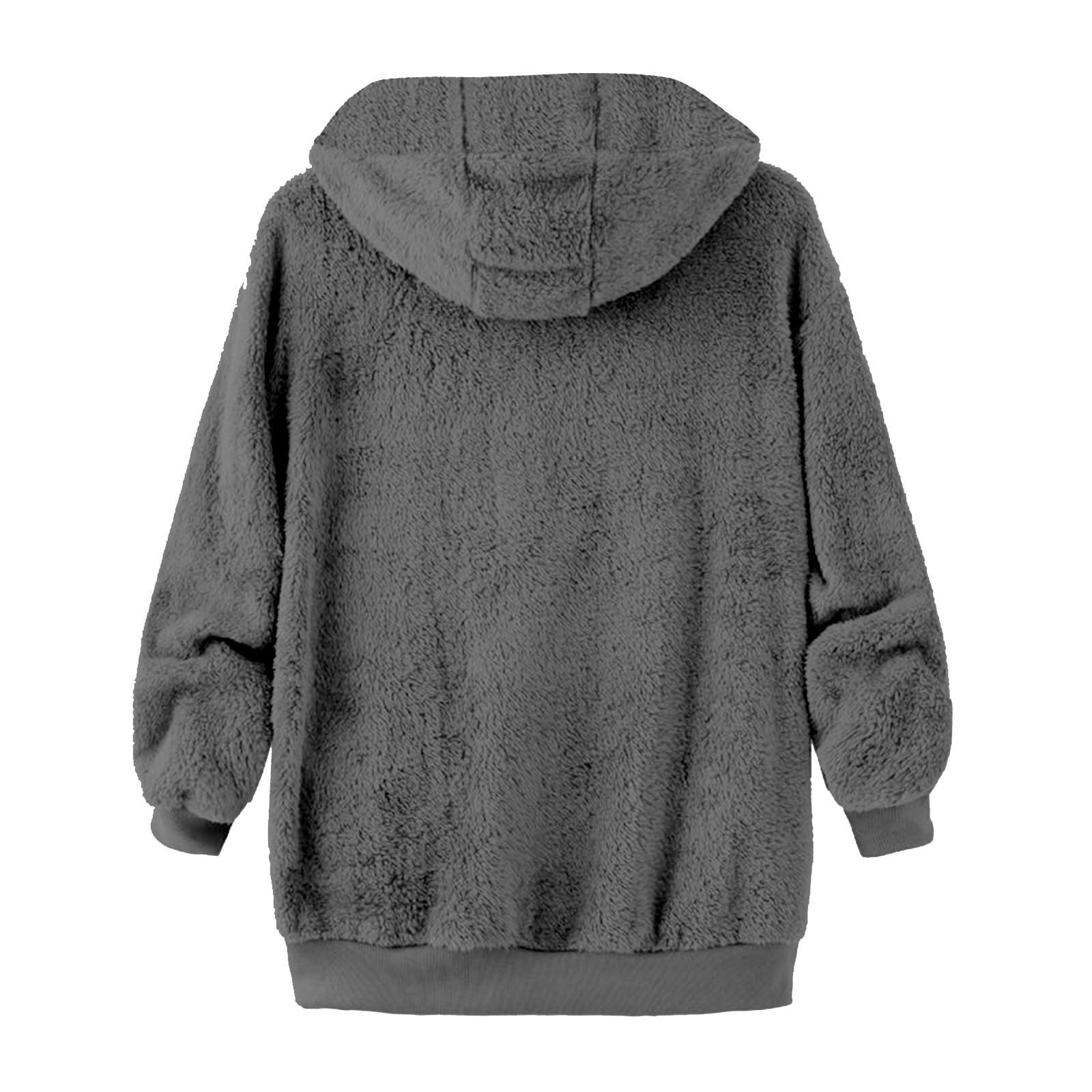 Men's Fleece Hooded Jacket Plus Size Fashion Winter Warm Sherpa Plush Zipper Fuzzy Jackets Casual Solid Color Comfort Soft Coats