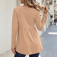 thumbnail image 4 of Women's Casual Long Sleeve Peplum Tops V Neck Button Front Shirts Soft Loose Fit Tunic Blouse with Flattering Waist Design Lightweight Everyday Wear Top for Work Travel and Weekend Outfits, 4 of 7