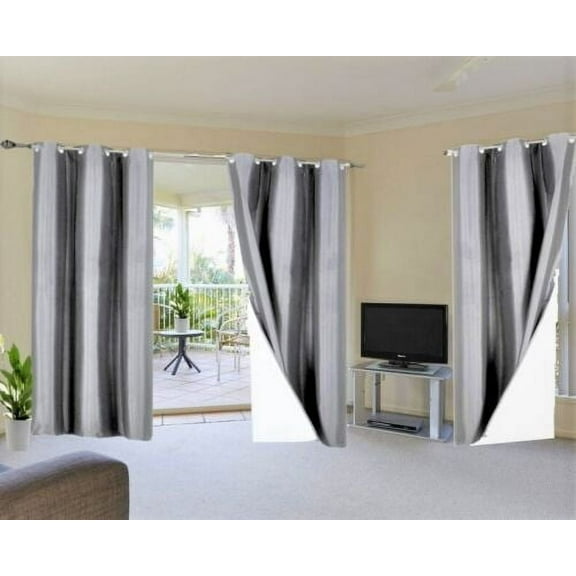 K92 Hotel Quality Grommet Top, 1 Panel Silver Thermal Blackout Full Room Darkening For Big Window Curtain Drapes 108" Length