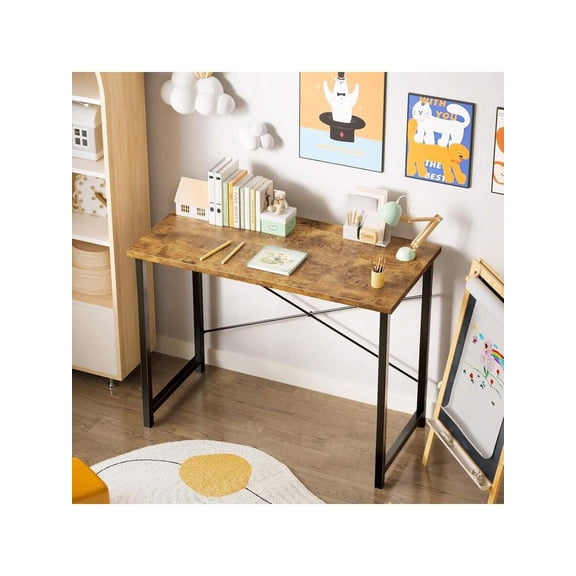 Computer Small Office Desk 32 Inch Student Kids Study Writing Work With Metal Frame Wood Tabletop Modern Simple PC Home Bedroom