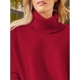 thumbnail image 4 of Women's Turtleneck Oversized Sweaters Long Batwing Sleeve Spilt Hem Tunic Pullover Knit Tops, 4 of 13