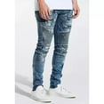 thumbnail image 2 of Embellish NYC Men's Moto Biker Rip & Repair Distressed Skinny Fit Denim Jeans (36, Indigo Blue), 2 of 4