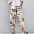 thumbnail image 2 of QATAINLAV Ladies Plus Size Crop Pant 2025 Summer Linen Petal Hem Capri Pants Beach Vacation Clothes Floral Printed Casual Elastic Waist Capris Multicolor S Ofertas Flash Del Dia, 2 of 6