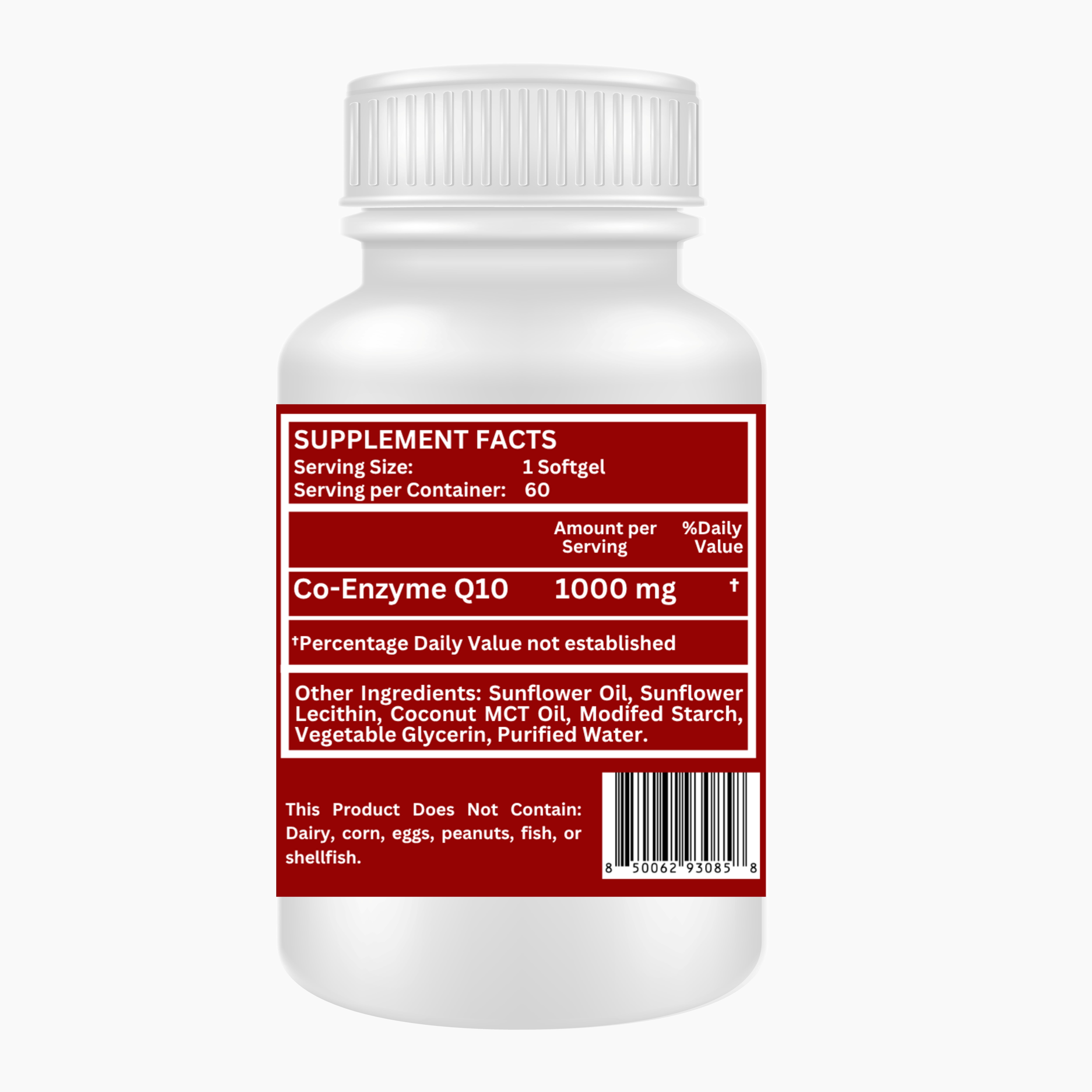 Nikoni Liposomal CoQ10 1000 mg Maximum Strength Supports Heart and Brain Antioxidant Support 60 Count Vegan Softgels
