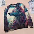 thumbnail image 6 of Colorful Lone Wolf Womens Oversized Sweatshirts Hoodies Crewneck Casual Tops Comfy FallWinter Clothes 2024, 6 of 7