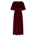 thumbnail image 5 of ZHUGeLI Women's Summer Sundress Women Solid Color Velvet Dress Short Sleeve Round Neck V-Neck Dress Floral Print Ruffle Puff Sleeve High Waist Midi Beach Dresses, 5 of 7