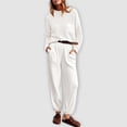 thumbnail image 5 of Gibobby Conjunto dama pants y sudadera afelpada Conjunto de pantalones deportivos casuales para mujer, suéter de punto de color sólido, manga larga, pantalone(Blanco,CH), 5 of 5