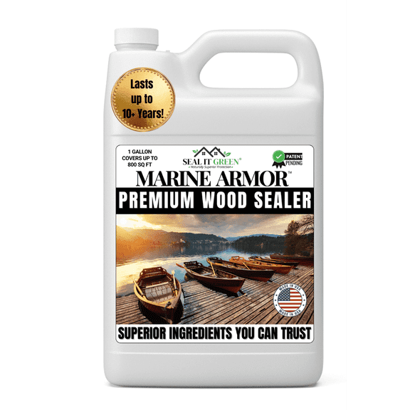 Seal it Green Xtreme Marine Clear Wood Sealer Plant Based Non Toxic Waterproof Sealant for Docks Decks Fences and Railings 1 Gallon