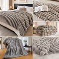 thumbnail image 5 of Throw Blanket Ribbed Striped Plush 47x83 Inches Washable for Couch Sofa Bed, 5 of 7