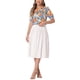 thumbnail image 2 of INSPIRAR CHIC Blusa de manga corta con volantes y cuello Peter Pan de flores para mujer XL Naranja Azul, 2 of 5