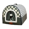 thumbnail image 3 of Acogedora caseta para perros pequeños, nido suave y cerrado para dormir, ideal para gatitos, perros pequeños y gatos. Verde grande, 3 of 9