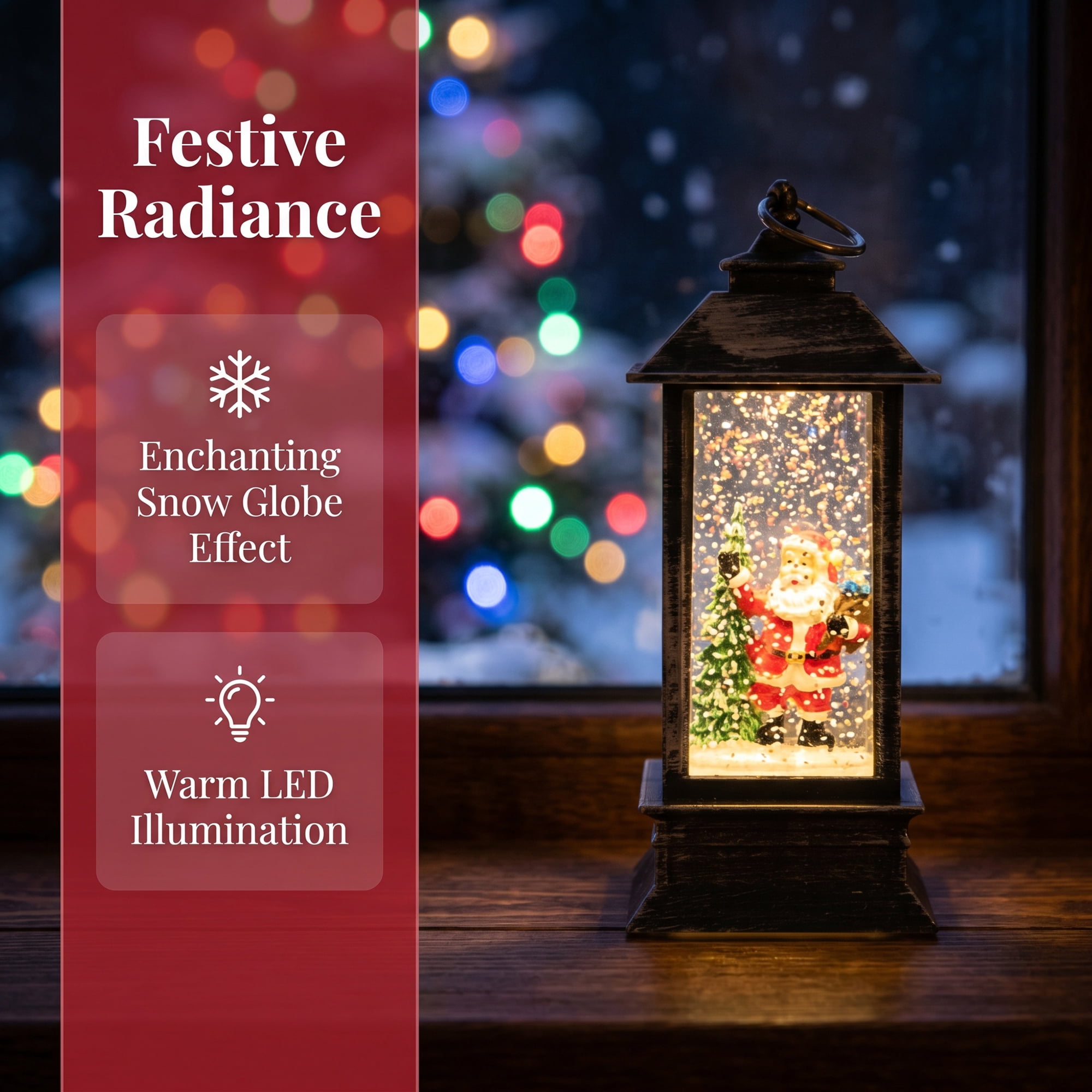 Unique Bargains Christmas Light Up Crystal Ball Mini LED Glitter Sphere Orb Brown Style R