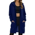 thumbnail image 2 of Long Hoodies For Women Zip Up Oversized Double Zipper Lined Fall Outfits Jackets Oversized Hooded Sweatshirts With Pockets Navy M, 2 of 6