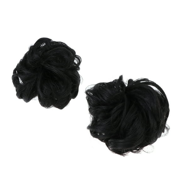 2Pcs Wig Hair Ring Hair Chignon Wig Synthetic Hair Bun Simulation Hair Plate Tool for Women Girls Black