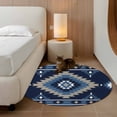 thumbnail image 3 of Blue Boho Round Area Rug 3 FT, Small Kitchen Bathroom Mats, Aztec Southwest Abstract Geometric Motifs Washable Indoor Outdoor Throw Runner Carpet Non-Shedding Doormat for Table Shower Sofa Entryway, 3 of 8