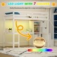 thumbnail image 7 of Twin Size Loft Bed with L-Shaped Desk & LED Lights & Charging Station, Solid Wood Loft Bed Frame with Storage and Stairs, Heavy Duty Loft Bed for Kids, White, 7 of 7