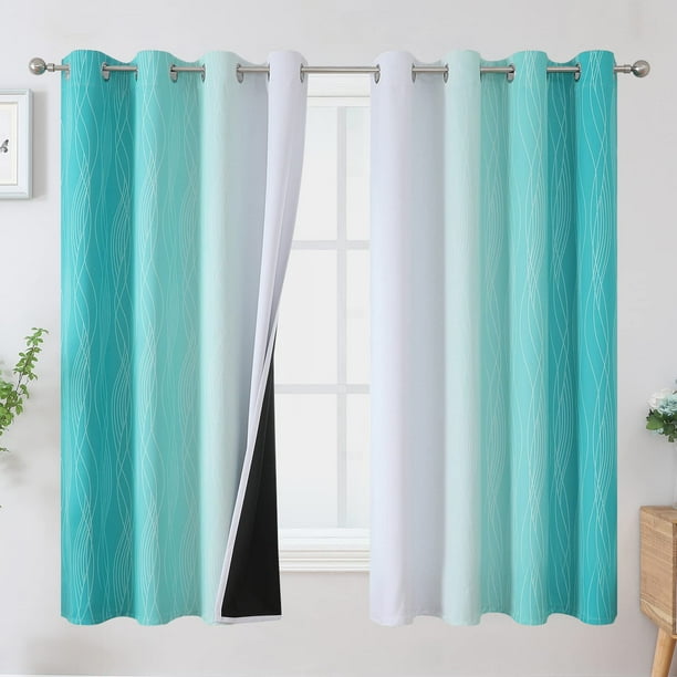 Cortinas Blackout Estelar Textiler Verde Azulado/Blanco Grisáceo 160x160 cm