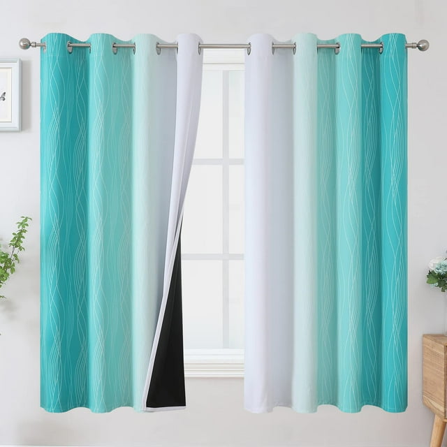 Cortinas Blackout Estelar Textiler Verde Azulado/Blanco Grisáceo 160x160 cm