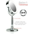 thumbnail image 2 of OVENTE 7'' Hand Mirror, 1X 8X Magnifier, Tabletop & Wall Mount, Three Tone LED Lights, Polished Chrome MFM70CH1X8, 2 of 9