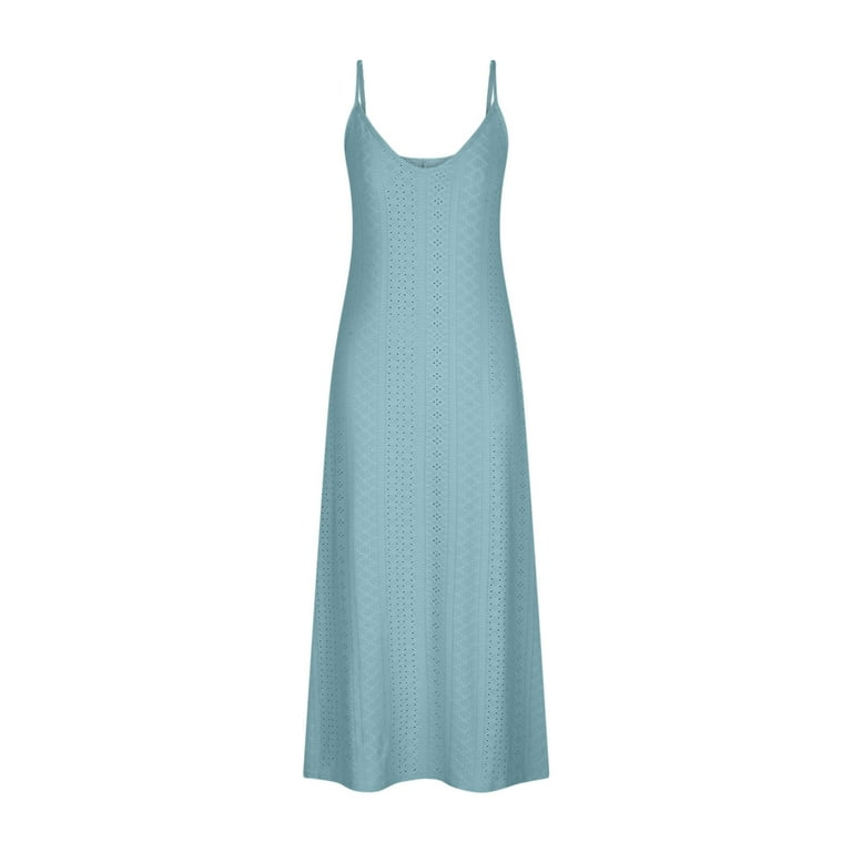 Nrmvnmi Women's Eyelet Sleeveless Summer Boho Dress V Neck Spaghetti Strap Hollow Out Casual Loose Waist Maxi Dresses Light Blue SMothers Day Gifts - Walmart.com Nrmvnmi Women's Eyelet Sleeveless Summer Boho Dress V Neck Spaghetti Strap Hollow Out Casual Loose Waist Maxi Dresses Light Blue SMothers Day Gifts - Walmart.com