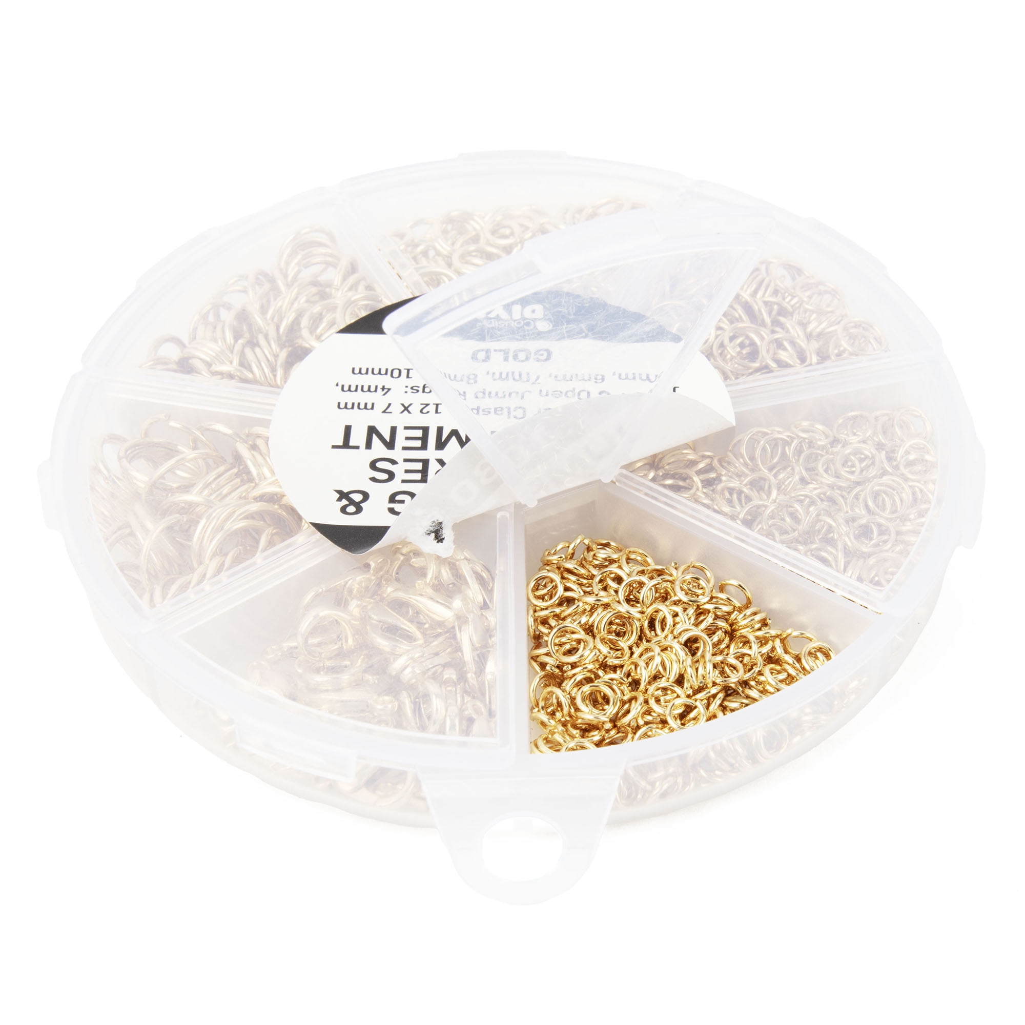 Cousin DIY Gold Jump Ring Assortment with Lobster Clasps, 1030 Pc. Each, 5 Packs