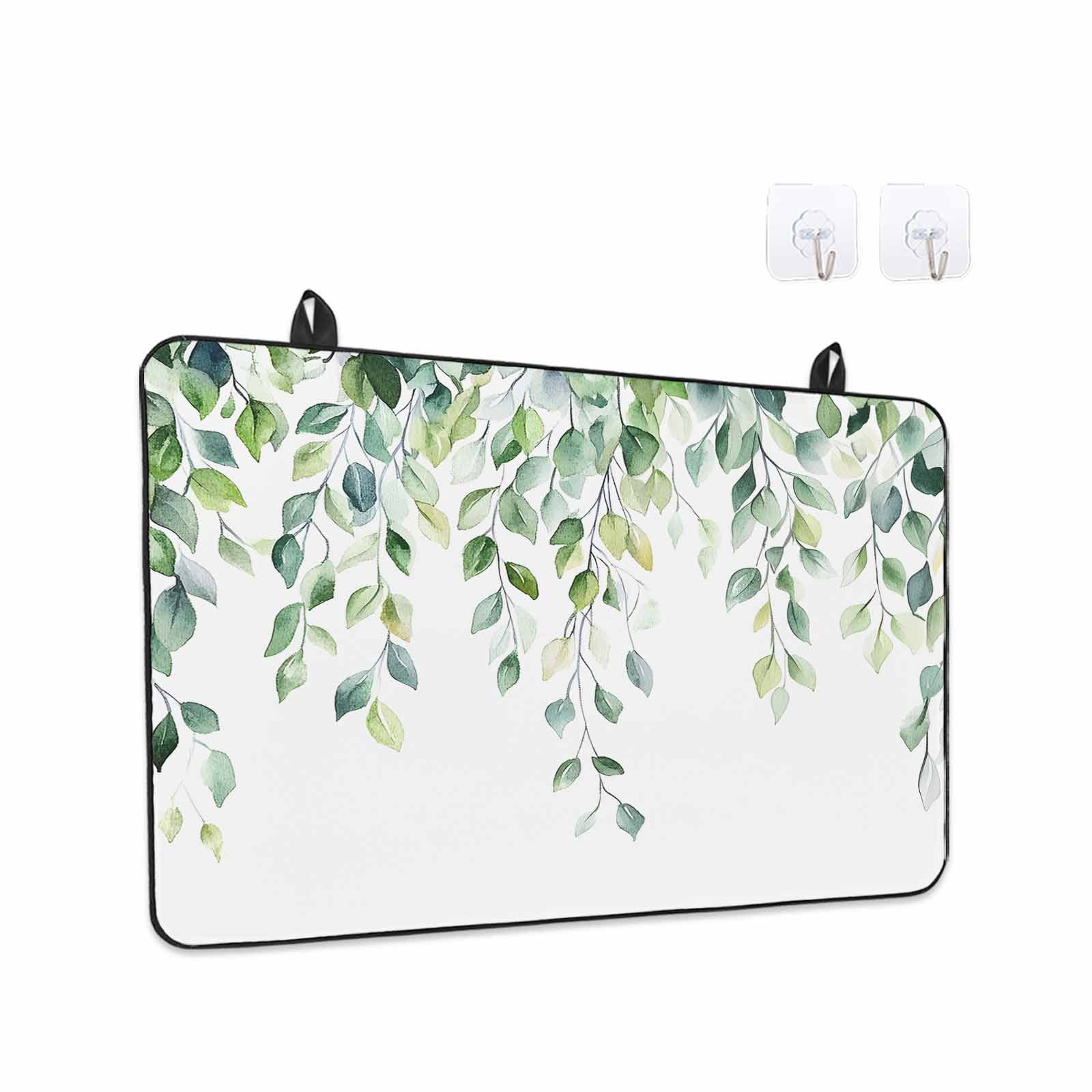 Spring Eucalyptus Leaves Stove Top Cover for Electric Stove, Heat-proof & Non Slip Glass Top Stove Cover Protector, Botanical Summer Kitchen Flat Cooktop Rubber Mat 24x21 Inches