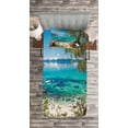 thumbnail image 3 of Ambesonne Romantic Quilted Bedspread Set 2 Pcs, Tahoe Snowy Mountain, Twin Size, Pale Blue Green Eggshell, 3 of 3