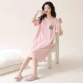 thumbnail image 4 of Ropa de dormir larga de verano para mujer, camisón holgado de manga corta adelgazante de talla grande MM de 200 libras de capacidad máxima, ropa para el hogar, 4 of 5