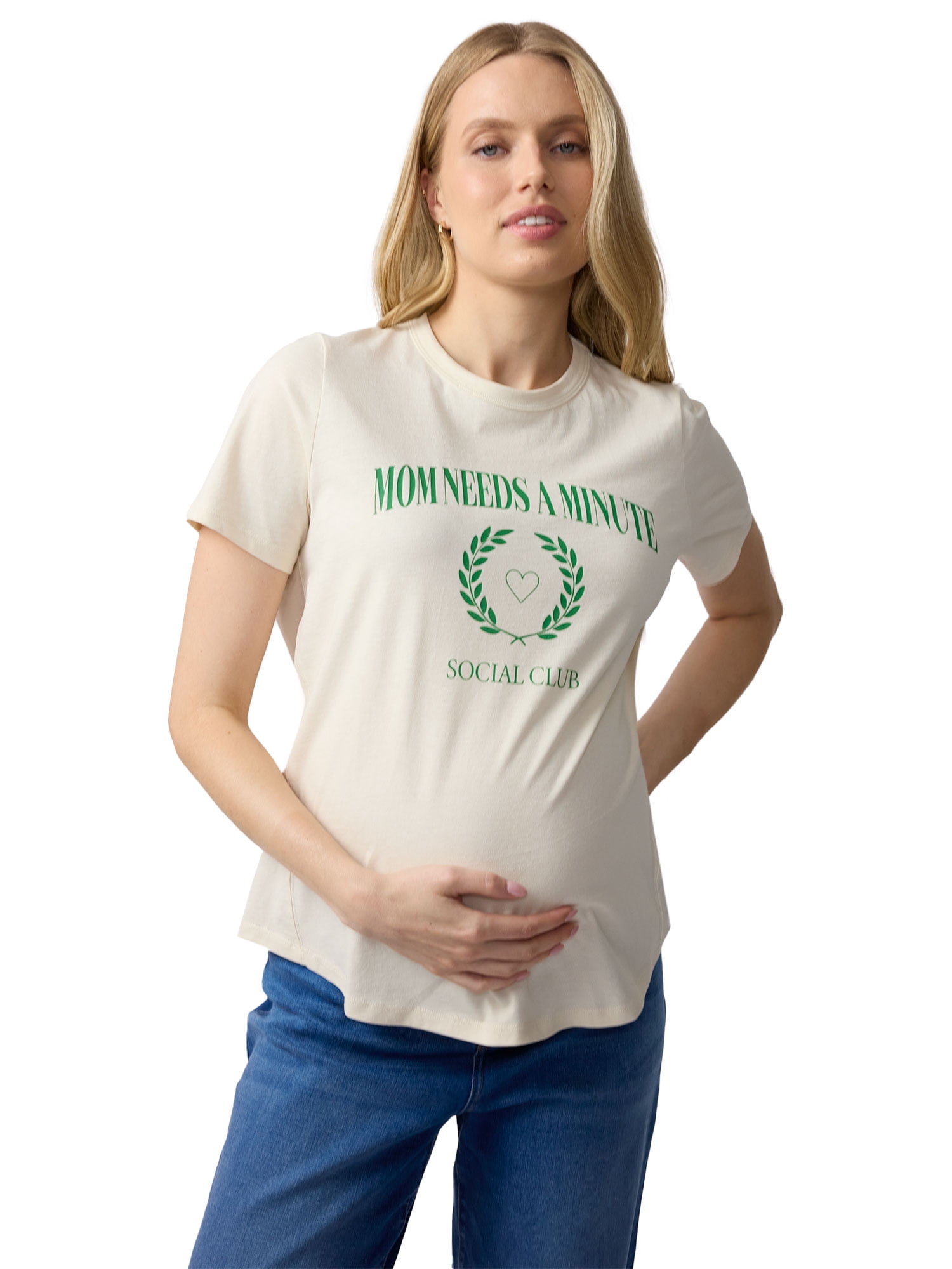 Ingrid & Isabel For Every Belly Women's Maternity Short Sleeve Relaxed Crew Graphic Tee, Sizes S-XXL
