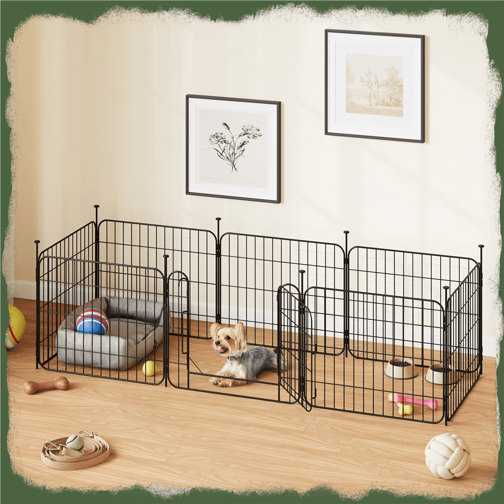 Renwick 8 Panels 20" Tall Foldable Dog Playpen Panels, Black