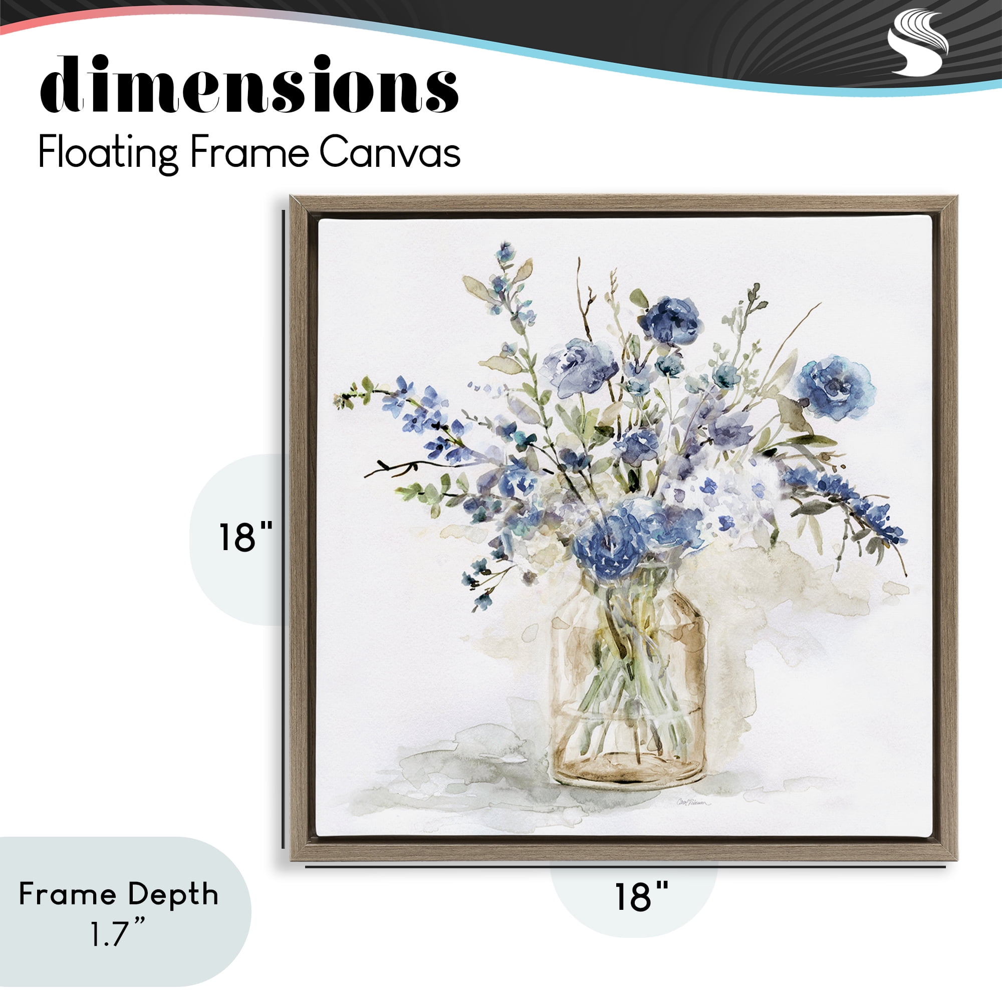 Stupell Industries Spring Floral Dollops Brown Framed Floater Canvas Wall Art, design by Carol Robinson