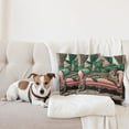 thumbnail image 4 of Ambesonne Leopard Throw Pillow Cover 2 Pack, Monsteras Wild Cat Lounge, 18", Pink and Jade Green, 4 of 7