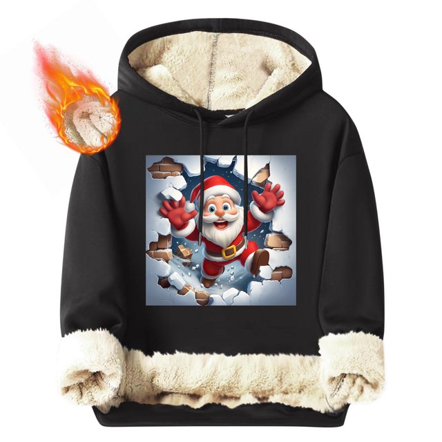 Sudadera con capucha para hombre, informal, a la moda, con estampado navideño, de manga larga y bolsillo, de poliéster