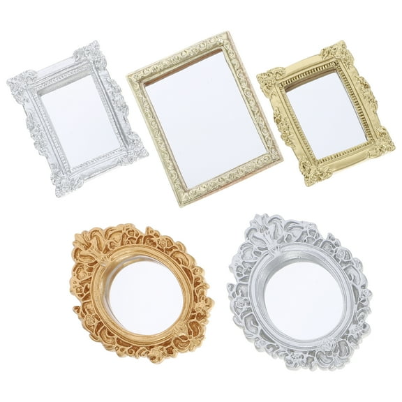 Alvinma 1.97" x 2.75" Assorted Color Classic Mini Wall Mirror, Set of 5