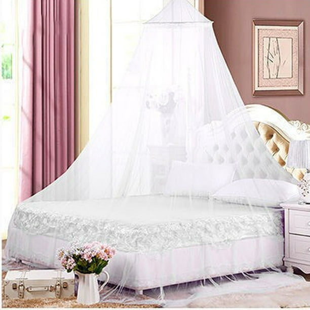 Red Mosquito Netting Curtain Dome, Round Lace Insect Net, Elegant White, Portable Foldable Design, High-Density Mesh, Metal Frame Support, for Bedroom Camping, Lightweight Easy Setup, for