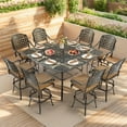 thumbnail image 7 of VIVIJASON Patio Cast Aluminum High Bar Table for 6-8, Outdoor 64" Large Square High Dining Table with 2.2" Umbrella Hole, Weather-Resistant Patio Dining Table for Deck Garden Backyards, Dark Bronze, 7 of 7