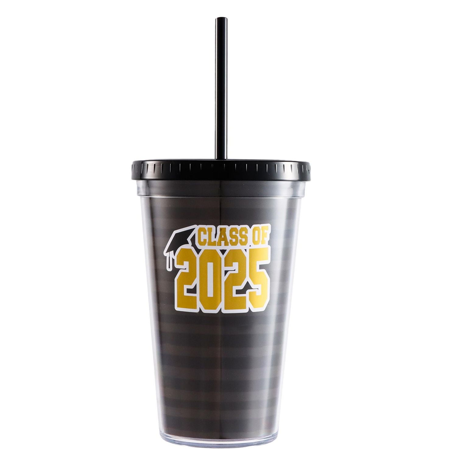 Gobelet en paille cadeau de remise de diplôme 2025 à rayures