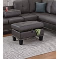 thumbnail image 4 of 3pc Sectional Set Espresso Faux Leather RAF Chaise LAF Sofa w Cup Holder Storage Ottoman Living Room, 4 of 10