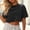 Black, variant on Womens Summer Distressed Wash Tops Crew Neck Short Sleeve Shirts Solid Color Crop Tees Dressy Casual Basic Tees Blouses