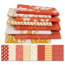 Soimoi 8 Pc Fat Quarter Bundle,Asian Theme Japanese Print 18"x 22"DIY Patchwork-100% CottonPre-Cut Quilting Fabric Red, Orange