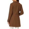 thumbnail image 3 of INSPIRE CHIC Women's Peter Pan Collar Single Breasted Overcoat Winter Long Coat Solid Brown XS, 3 of 5