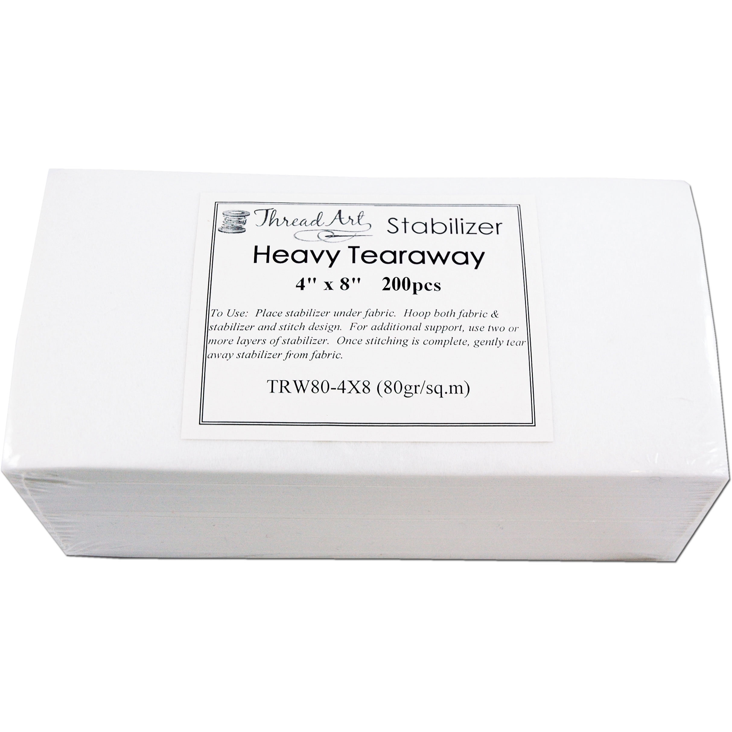 Tearaway Embroidery Stabilizer by Threadart | Heavy Weight 2.8 oz | 4' x 8' 200 Precut Sheets | Cutaway and Tearaway Available