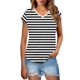 thumbnail image 1 of Eres Más Que una Camisa de Puntuación de Prueba Sexy de Manga Corta Lentejuelas Suelta Camisa de Blusa con Cuello en V, Poliéster, 1 of 8