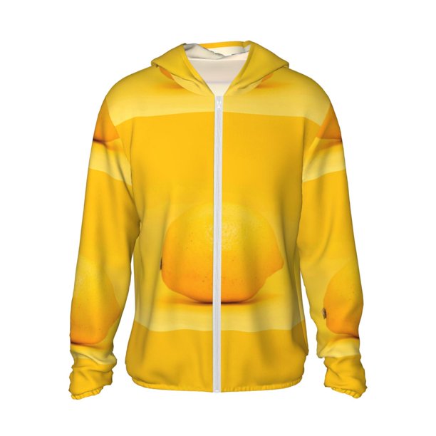 Fotbe Yellow Lemon Chaqueta con Protección Solar UPF 50+ para Hombre y Mujer, Camisa con Capucha y Bolsillos-XX-Large