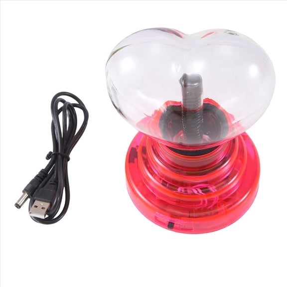 Plasma Ball Heart Shaped Light 4In Touch Activated, Valentine Gift,USB Cable or Battery Powered,Gifts for Kid and Adults,1X Plasma lamp 1X USB charging cable,Red