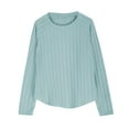 thumbnail image 5 of fatyb Knit Girls Long Sleeve Ribbed Tunic Tops Casual Pullover Kids Shirts Lightweight Blouses 5-14 Years, 5 of 7