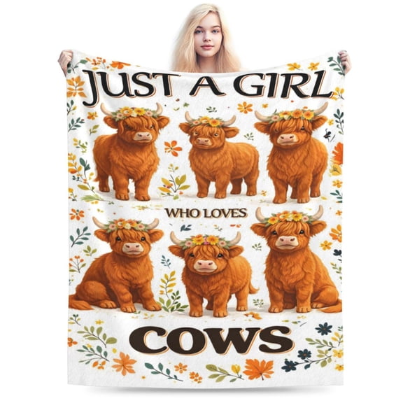 Highland Cow Blanket Gift for Cow Lovers Cozy Soft Throw Blanket Cute Highland Cow Pattern Farm Animal Home Decor 50x40