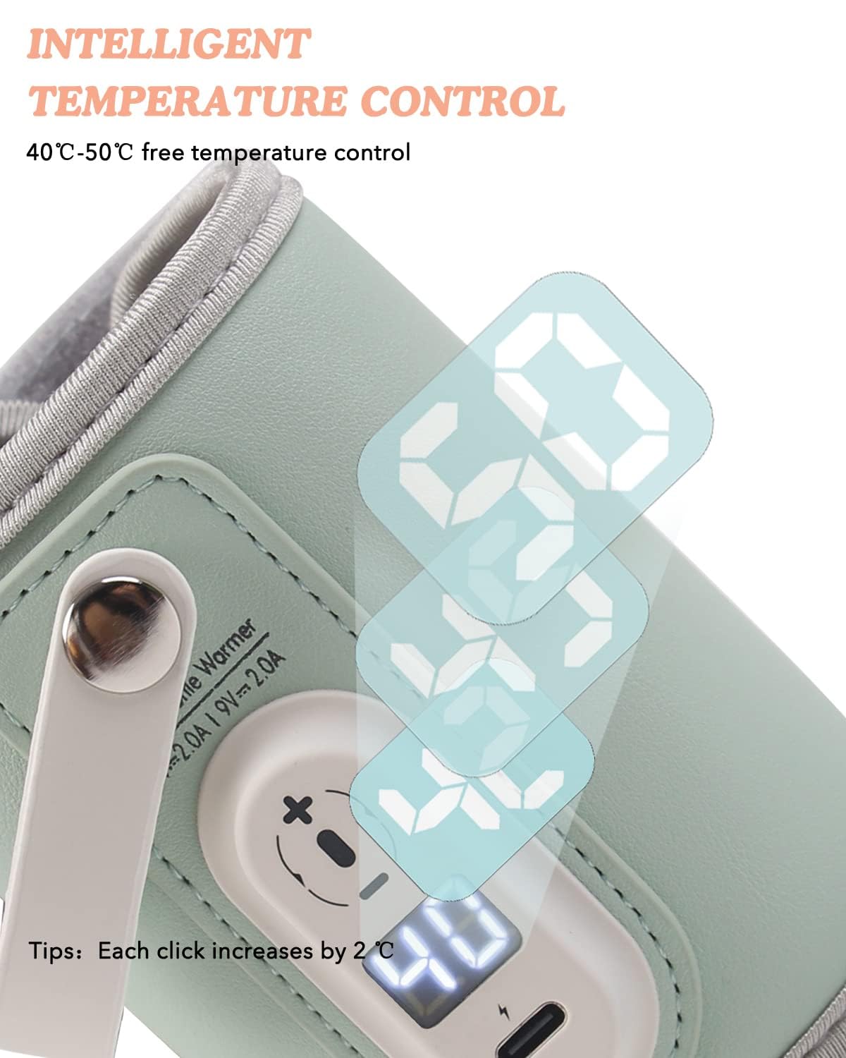 Portable Bottle Warmer for Baby Breastmilk, USB Charge and Accurate Heating of Car and Travel Bottle Warmer,Adjustable Gear and Automatic Insulation Bottle Warmer for Baby Milk… (Green)