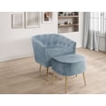thumbnail image 3 of Home Design 2-Piece Cassy Velvet Flared Arm Living Room Furniture Set with Chair with Stool, Loveseat with Coffee Table, Blue, 3 of 13