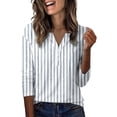 thumbnail image 2 of CONZONE Womens Summer T-Shirts 3/4 Sleeve T Shirts for Women Casual V Neck Striped Lightweight Tees Soft Cozy Dailywear, 2 of 5